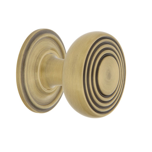 Nostalgic Art Deco Cabinet Knob with Backplate - 35mm - Antique Brass