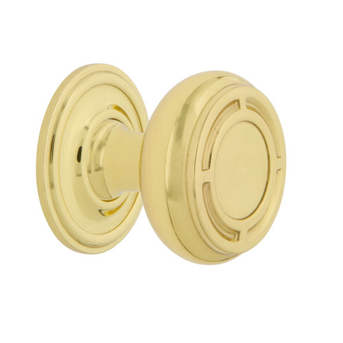 Nostalgic Arts & Crafts Mission Cabinet Knob with Backplate - 35mm - Polished Brass