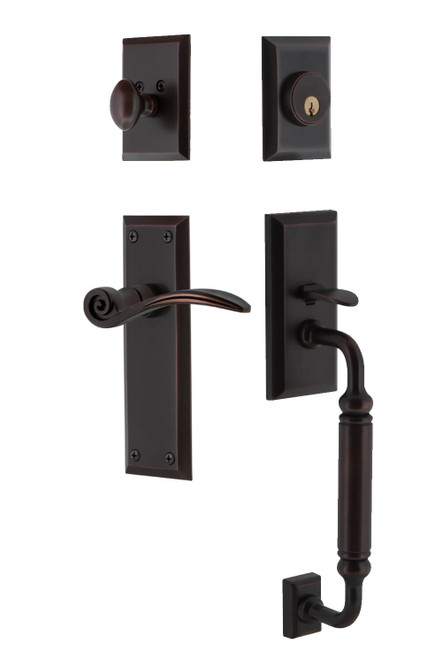 Nostalgic New York Entry Door Handleset - Swan Lever - C Grip - Timeless Bronze