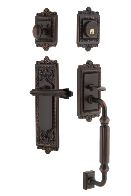 Nostalgic Egg & Dart Entry Door Handleset - Fleur Lever - F Grip - Timeless Bronze
