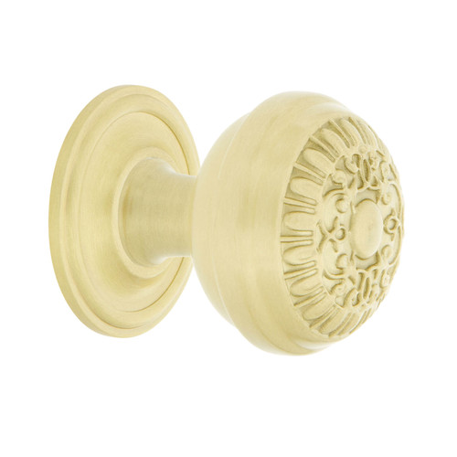 Nostalgic Egg & Dart Cabinet Knob with Backplate - 35mm - Satin Brass