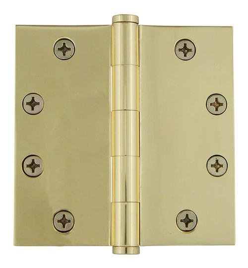 Grandeur Heavy Duty Fixed Pin Hinge - Square - 114 x 114mm - Polished Brass