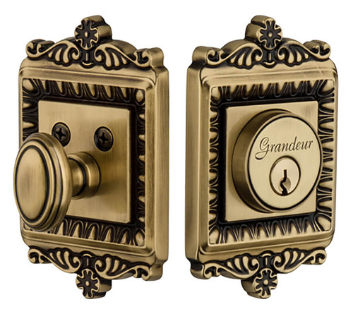 Grandeur Windsor Deadbolt - 108 x 67mm - Vintage Brass