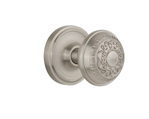 Nostalgic Neoclassical Egg & Dart Door Knob - Classic Rosette - 64mm - Satin Nickel