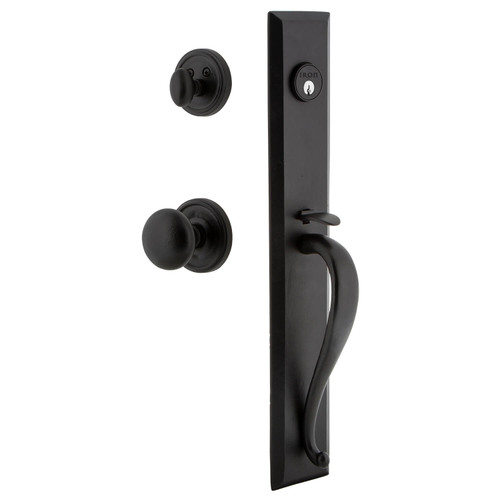 Ageless Iron Loch Rosette Entry Door Handleset - Keep Knob - Black Iron