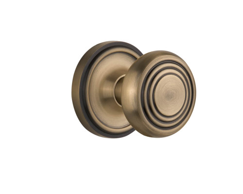 Nostalgic Art Deco Door Knob - Classic Rosette - 64mm - Antique Brass