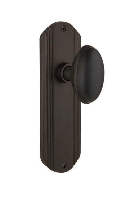 Nostalgic Streamline Homestead Door Knob - Art Deco Plate - 178 x 61mm - Oil-Rubbed Bronze