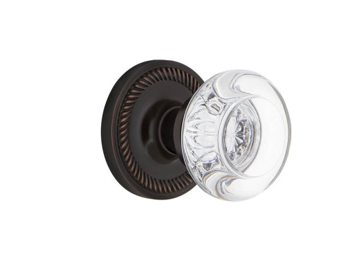 Nostalgic Round Clear Crystal Door Knob - Georgian Rope Rosette - 64mm - Timeless Bronze