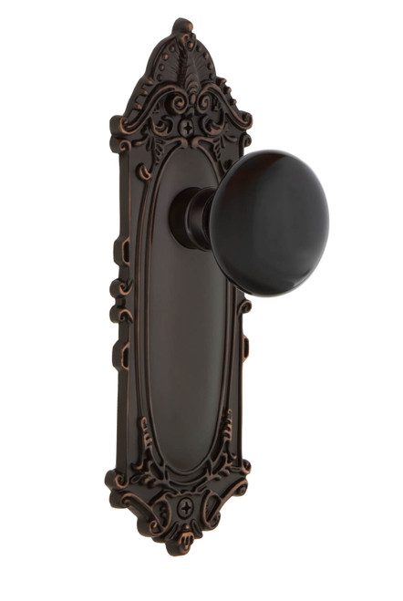 Nostalgic Classical Black Porcelain Door Knob - Victorian Plate - 210 x 73mm - Timeless Bronze