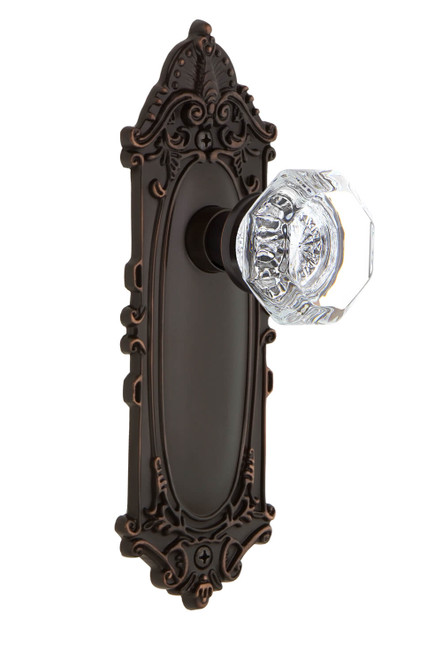 Nostalgic Vintage Waldorf Crystal Door Knob - Victorian Plate - 210 x 73mm - Timeless Bronze