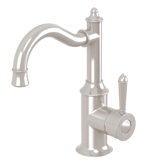 Phoenix Nostalgia Basin Mixer Tap - Metal Lever - Swivel Spout - Brushed Nickel