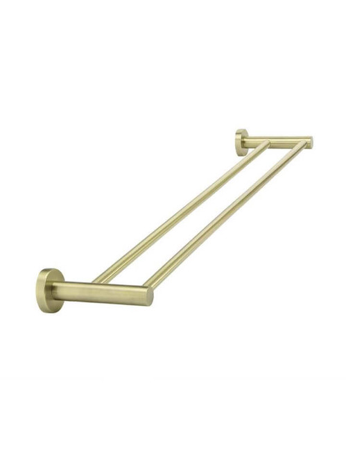 Meir Round Double Towel Rail - 600mm - Satin Brass