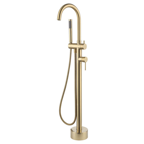 Fienza Kaya Floor Mounted Bath Tap with Hand Shower - Urban Brass