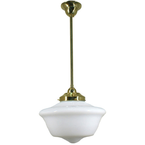 Lode Lighting Rod Pendant Light - 12" Victorian Schoolhouse Glass - 300mm - Polished Brass
