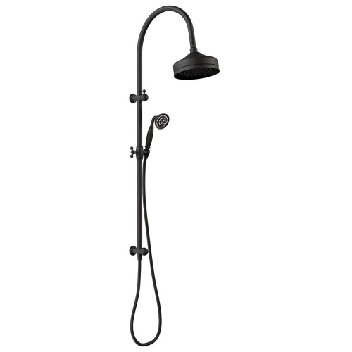Fienza Modern Vintage Lillian Twin Shower Rail Tap with Waterfall Head - 208mm Rose - Matte Black