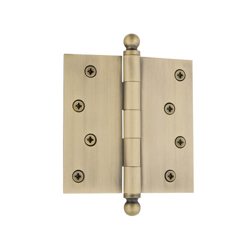 Nostalgic Loose Pin Hinge with Ball Finial - Square - 100 x 100mm - Antique Brass