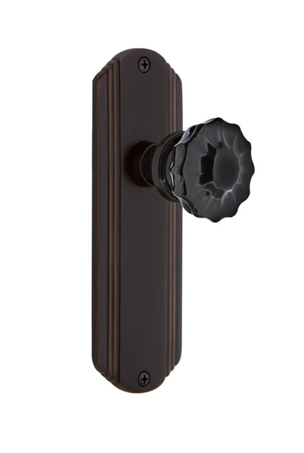 Nostalgic Lead Black Crystal Door Knob - Art Deco Plate - 178 x 61mm - Timeless Bronze