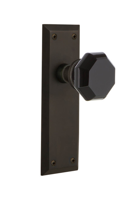 Nostalgic Gatsby Black Waldorf Crystal Door Knob - New York Plate - 178 x 57mm - Oil-Rubbed Bronze