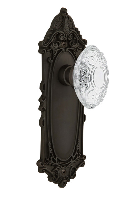 Nostalgic Crystal Victorian Door Knob - Victorian Plate - 210 x 73mm - Oil-Rubbed Bronze
