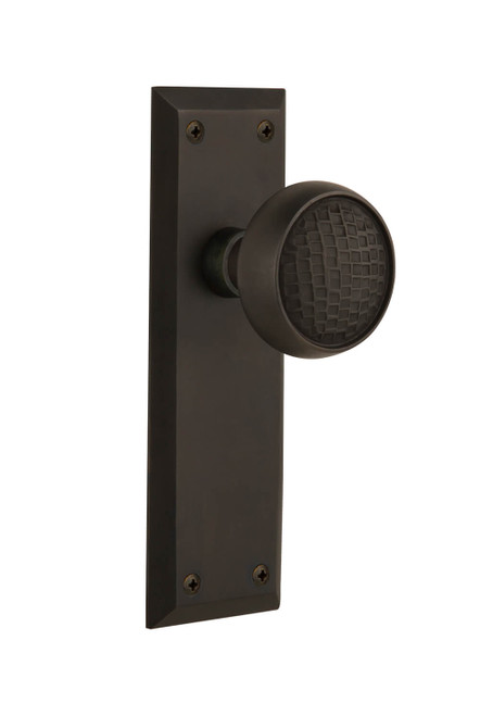 Nostalgic Craftsman Door Knob - New York Plate - 178 x 57mm - Oil-Rubbed Bronze