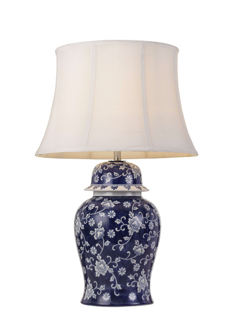 Telbix Iris Decorative Floral Table Lamp -White & Blue