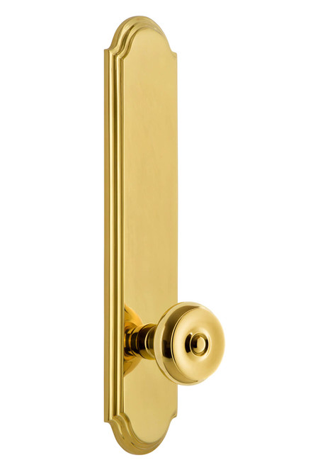Grandeur Bouton Door Knob - Arc Tall Plate - 279 x 64mm - Polished Brass