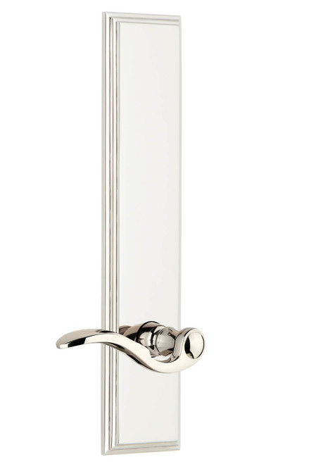 Grandeur Bellagio Lever Door Handle - Carre Tall Plate - 279 x 64mm - Polished Nickel