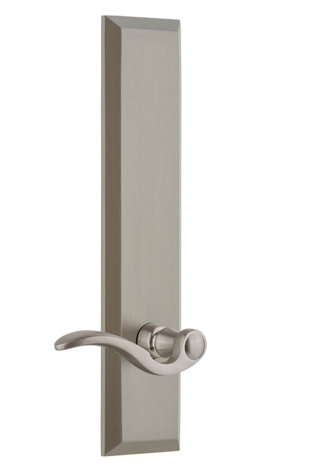 Grandeur Bellagio Lever Door Handle - Fifth Avenue Tall Plate - 279 x 67mm - Satin Nickel