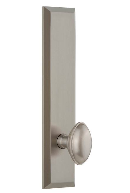 Grandeur Oval Eden Prairie Door Knob - Fifth Avenue Tall Plate - 279 x 67mm - Satin Nickel