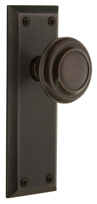 Grandeur Circulaire Door Knob - Fifth Avenue Plate - 184 x 64mm - Timeless Bronze