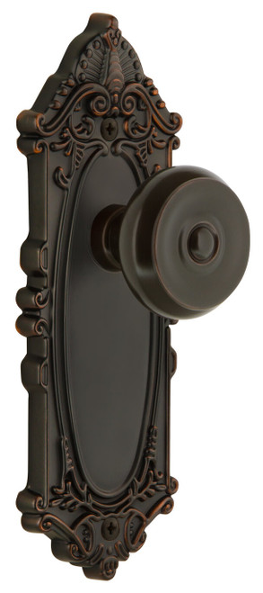 Grandeur Bouton Door Knob - Grande Victorian Plate - 210 x 71mm - Timeless Bronze