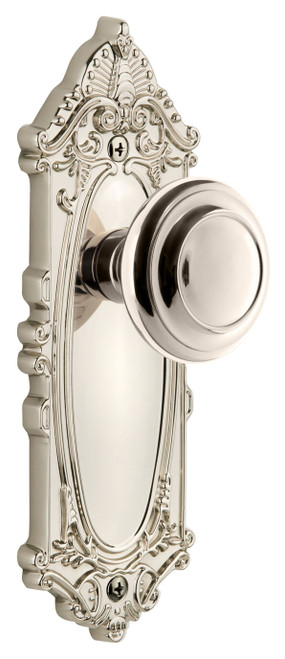 Grandeur Circulaire Door Knob - Grande Victorian Plate - 210 x 71mm - Polished Nickel
