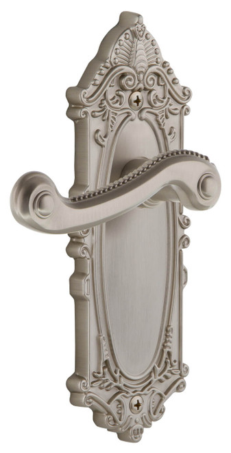 Grandeur Georgian Newport Lever Door Handle - Grande Victorian Plate - 210 x 71mm - Satin Nickel