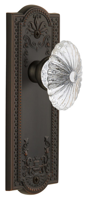 Grandeur Burgundy Clear Crystal Door Knob - Parthenon Plate - 199 x 67mm - Timeless Bronze