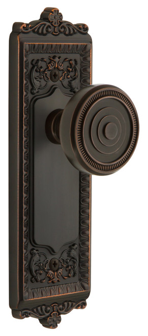 Grandeur Soleil Door Knob - Windsor Plate - 220 x 67mm - Timeless Bronze