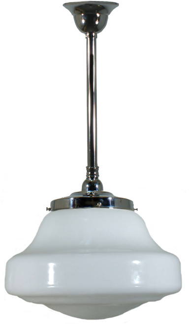 Lode Lighting Rod Pendant Light - Lincoln Schoolhouse Glass - 360mm - Chrome