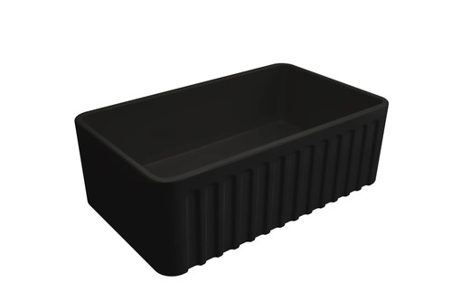 Turner Hastings Novi Ribbed Butler Sink - 778 x 254 x 457mm - Matte Black