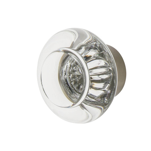 Nostalgic Round Clear Crystal Cupboard Knob - 35mm - Satin Nickel