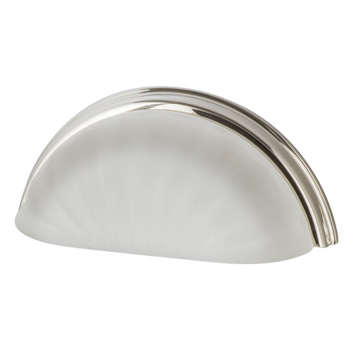 Nostalgic Designer Frosted Fluted Crystal Cup Pull Handle - 76mm CTC - Polished Nickel