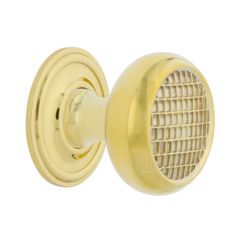 Nostalgic Period Arts & Crafts Cabinet Knob with Backplate - 35mm - Polished Brass