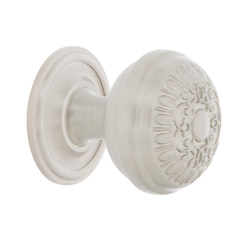 Nostalgic Egg & Dart Cabinet Knob with Backplate - 35mm - Satin Nickel