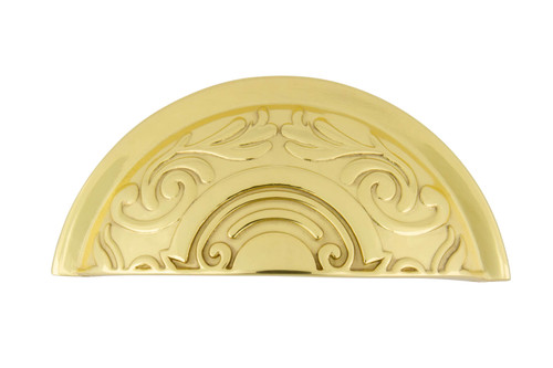 Nostalgic Victorian Drawer Pull Handle - 76mm CTC - Polished Brass