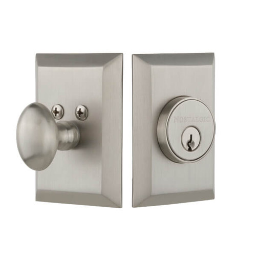 Nostalgic Streamline New York Deadbolt - 89 x 64mm - Satin Nickel