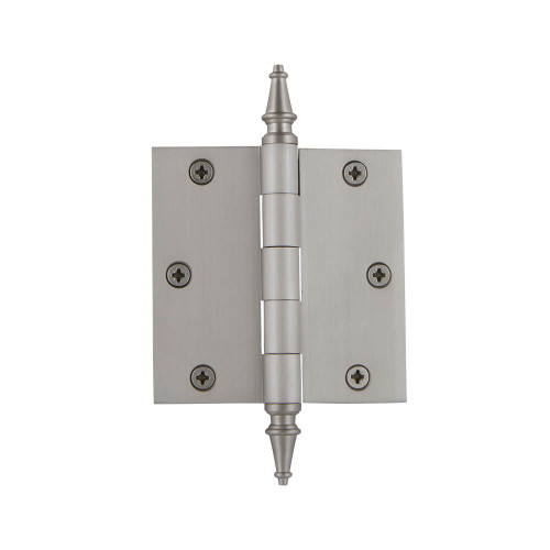 Nostalgic Loose Pin Hinge with Steeple Finial - Square - 89 x 89mm - Satin Nickel