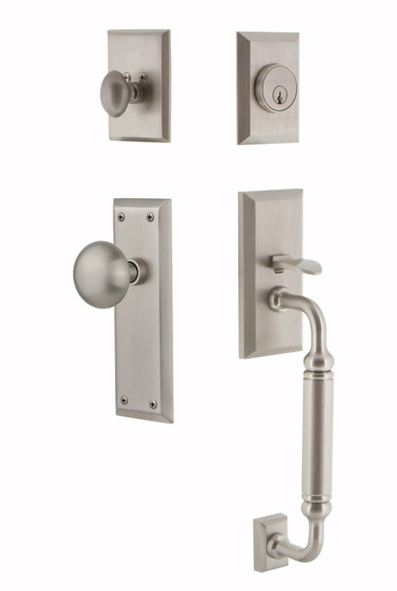 Nostalgic Streamline New York Entry Door Handleset - C Grip - Satin Nickel