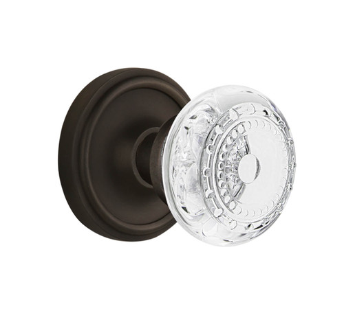 Nostalgic Etched Crystal Meadows Door Knob - Classic Rosette - 64mm - Oil-Rubbed Bronze