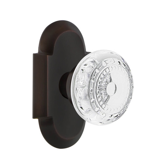 Nostalgic Classical Crystal Meadows Door Knob - Cottage Plate - 102 x 64mm - Timeless Bronze