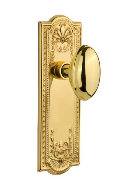 Nostalgic Classical Revival Homestead Door Knob - Meadows Plate - 200 x 67mm - Polished Brass