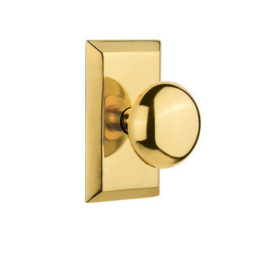 Nostalgic Shaker New York Door Knob - Studio Plate - 102 x 64mm - Polished Brass