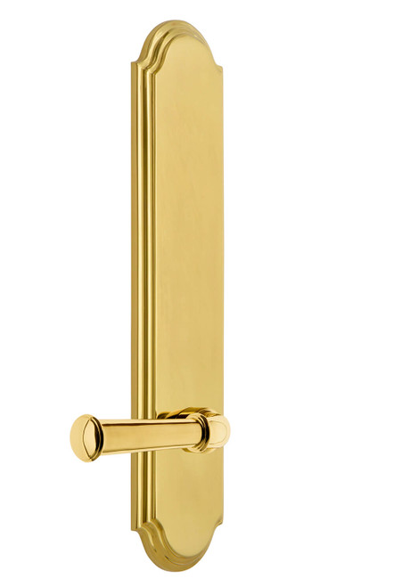 Grandeur Georgetown Lever Door Handle - Arc Tall Plate - 279 x 64mm - Polished Brass